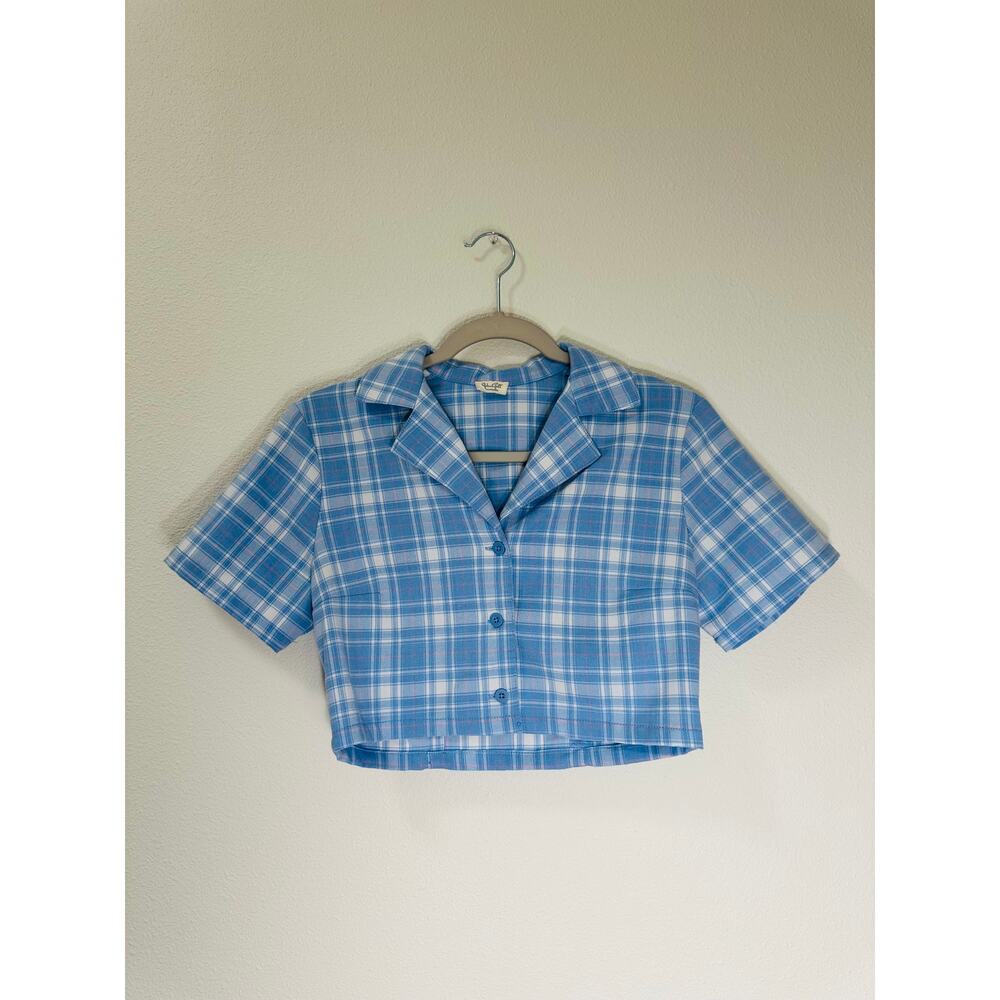 Cropped Plaid Button Up
